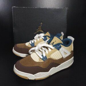 Air Jordan 4 Retro PS Cacao Wow Geode Teal FB2213-200 Youth Size Little Kids 13C